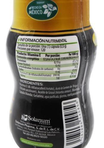 VITAMINA E CON BIOTINA 120 CAP SOLANUM PHARMA